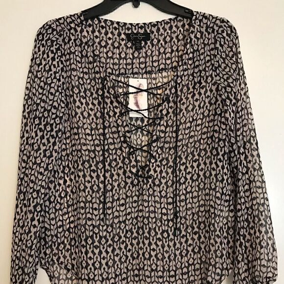 NWT Jessica Simpson lace up blouse - Picture 7 of 8